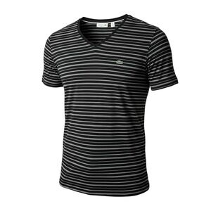 Lacoste Regular Fit Cotton Striped V-Neck T-Shirt Size FR9 US3XL